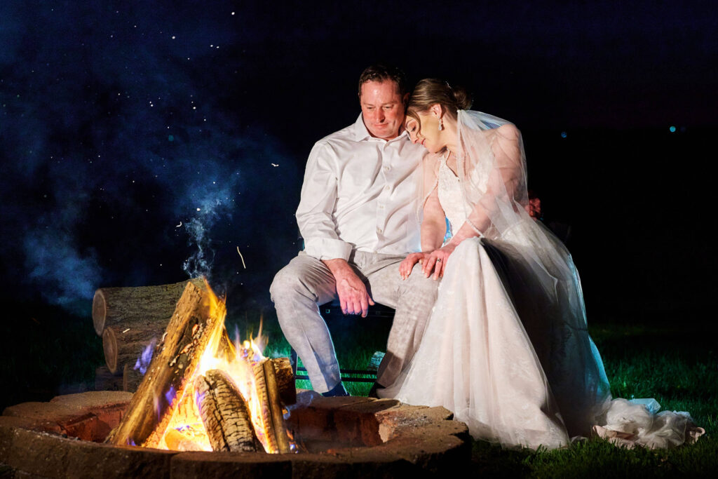 cozy backyard elopement with a bonfire finsih